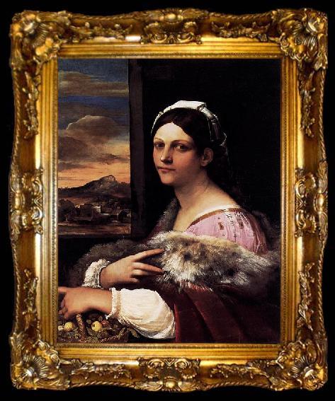 framed  Sebastiano del Piombo A Young Roman Woman, ta009-2